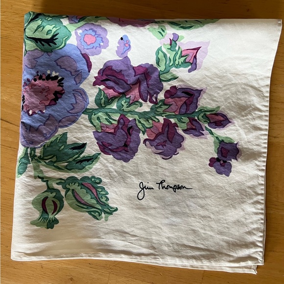 Jim Thompson Designer Silk Floral Handkerchief 16" x 16" Vtg - Picture 5 of 5